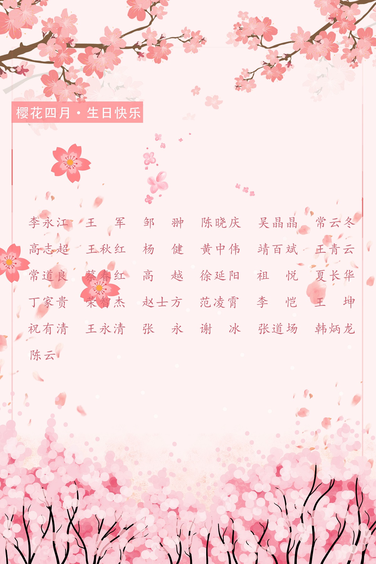 【生日祝?！抗ё?4月生日的員工生日快樂(lè)！