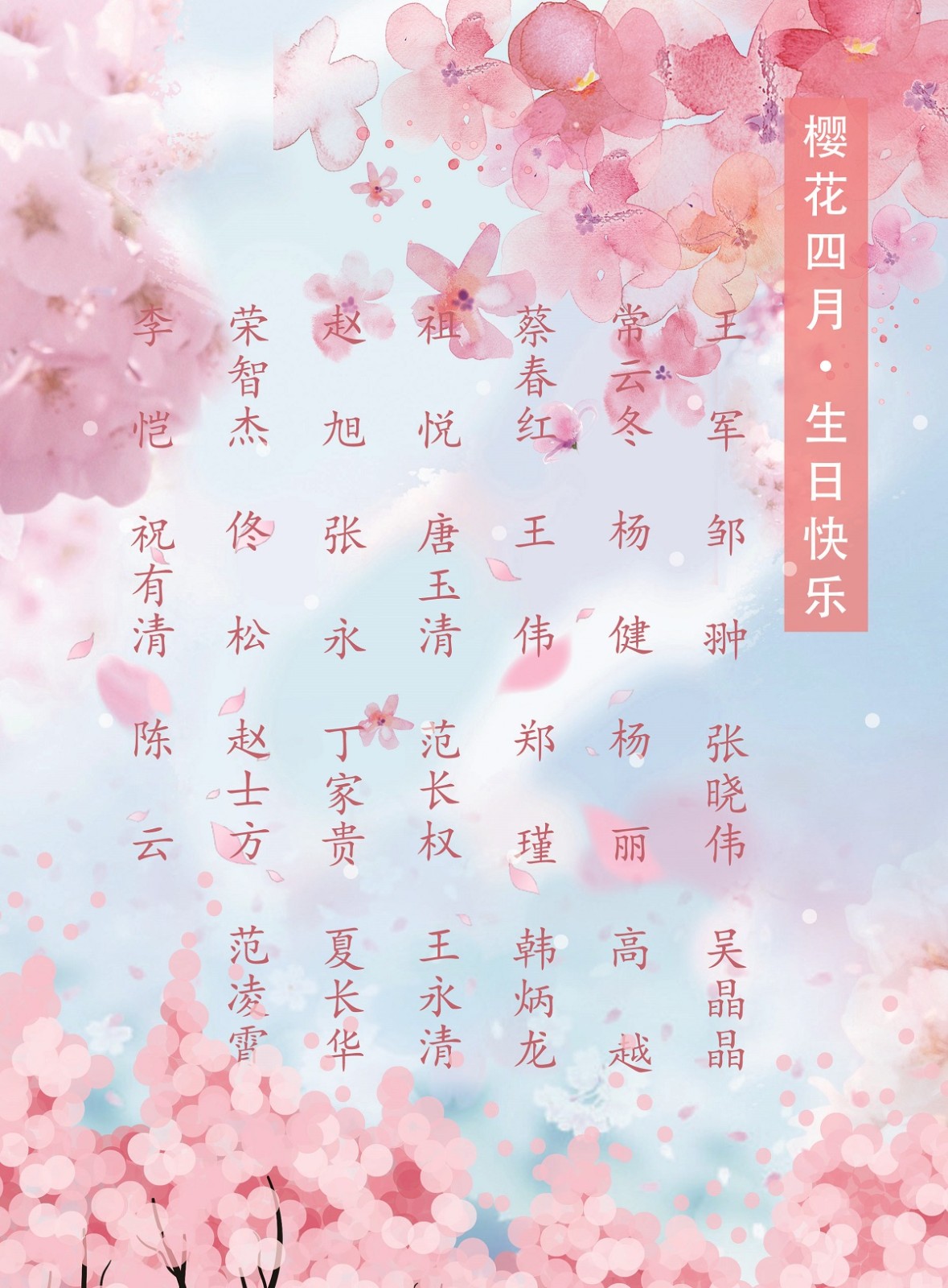 【生日祝福】恭祝04月生日的員工生日快樂！